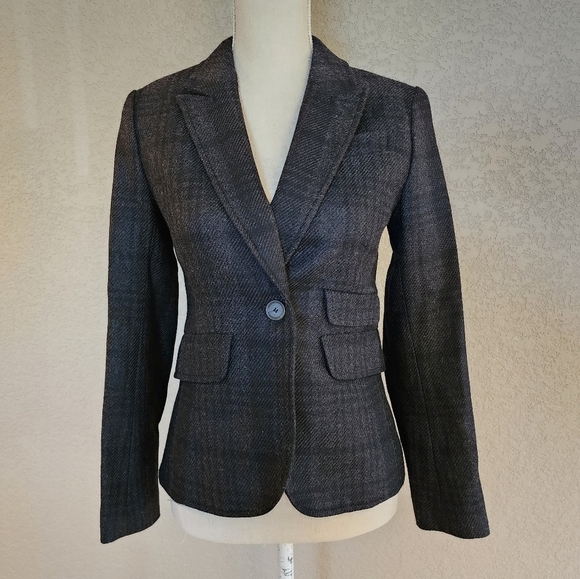 Loft Ann Taylor fitted plaid wool blazer Size 2Petite - Picture 6 of 10